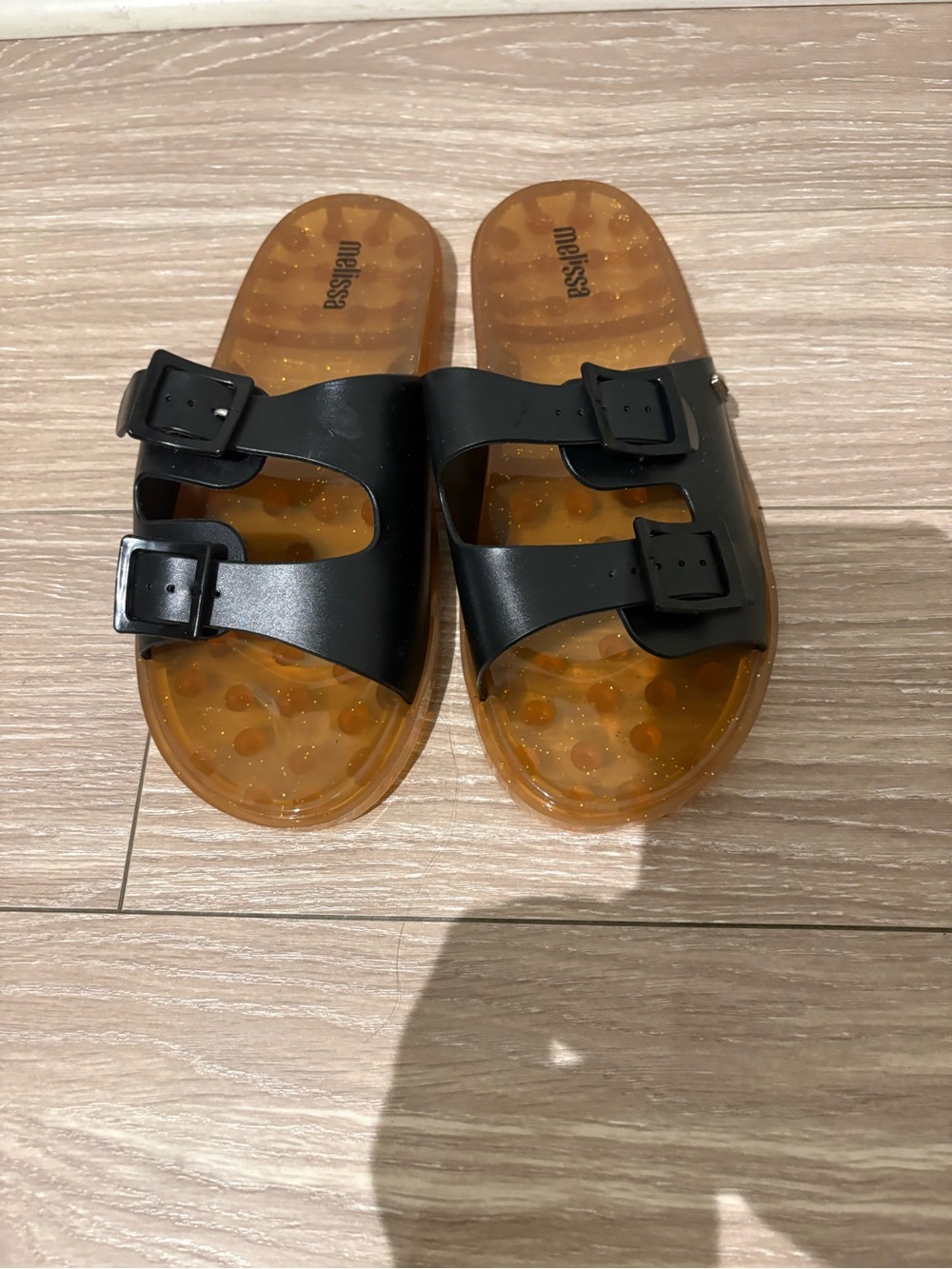 Melissa  Black Dual-Buckle Slide Sandals size 8